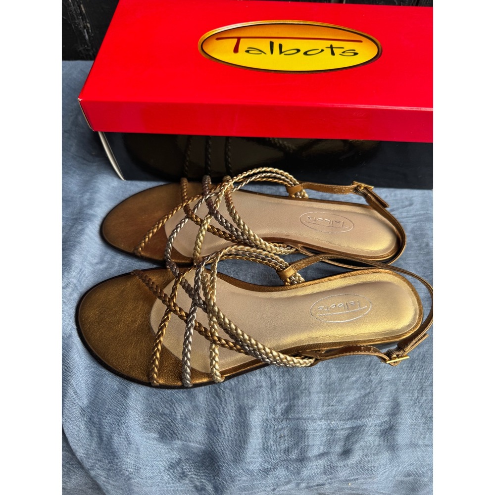 Talbots Level 7 Bronze Multi Metallic Strappy Sandals 7.5 M Vintage w/ Box